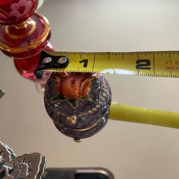 Vintage Enamel Trinket Round Box Vintage Perfume Decanter - Picture 10 of 16